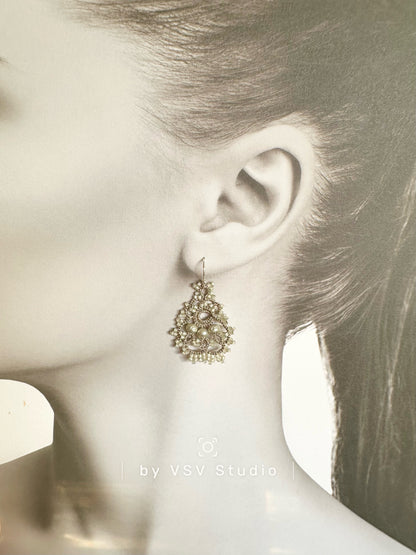 Moonlight Dance Green Tatting Earrings