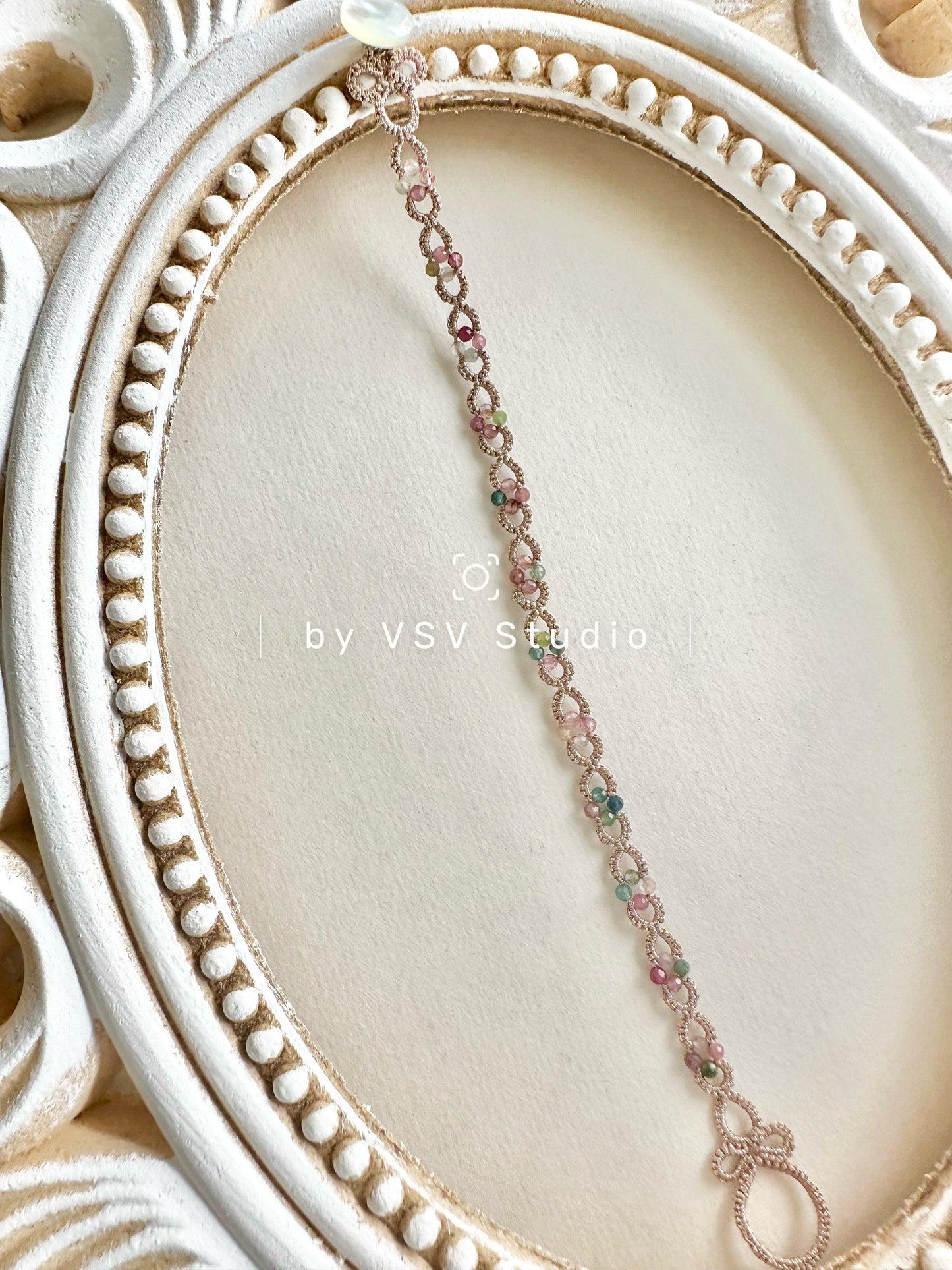 Aurora tourmaline Tatting Bracelet