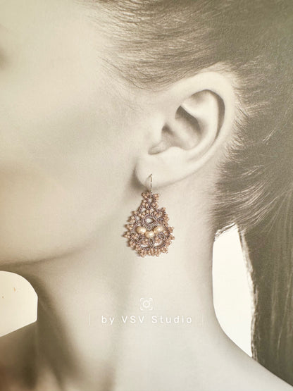 Moonlight Dance Pink Tatting Earrings