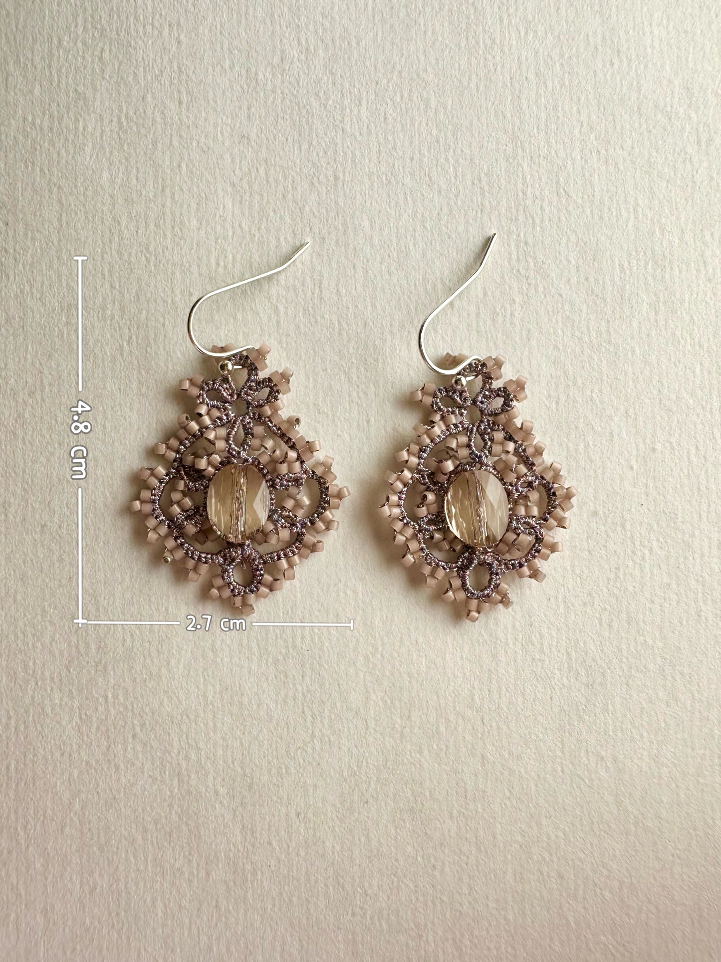 Rose Dawn Tatting Earrings