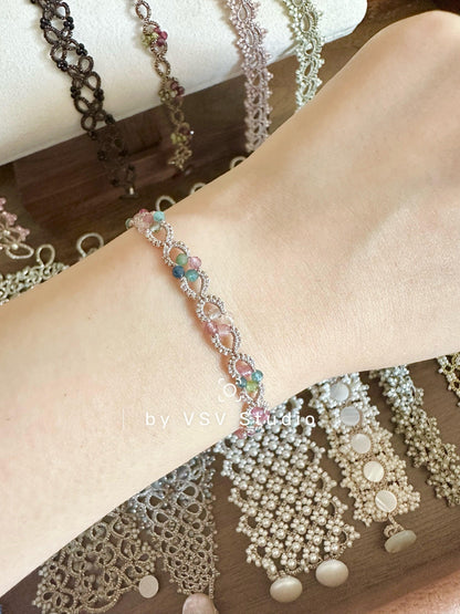 Aurora tourmaline Tatting Bracelet