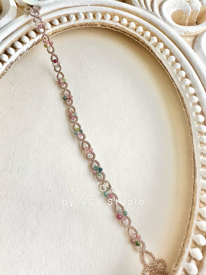 Aurora tourmaline Tatting Bracelet