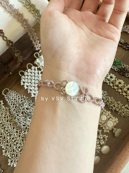 Aurora tourmaline Tatting Bracelet