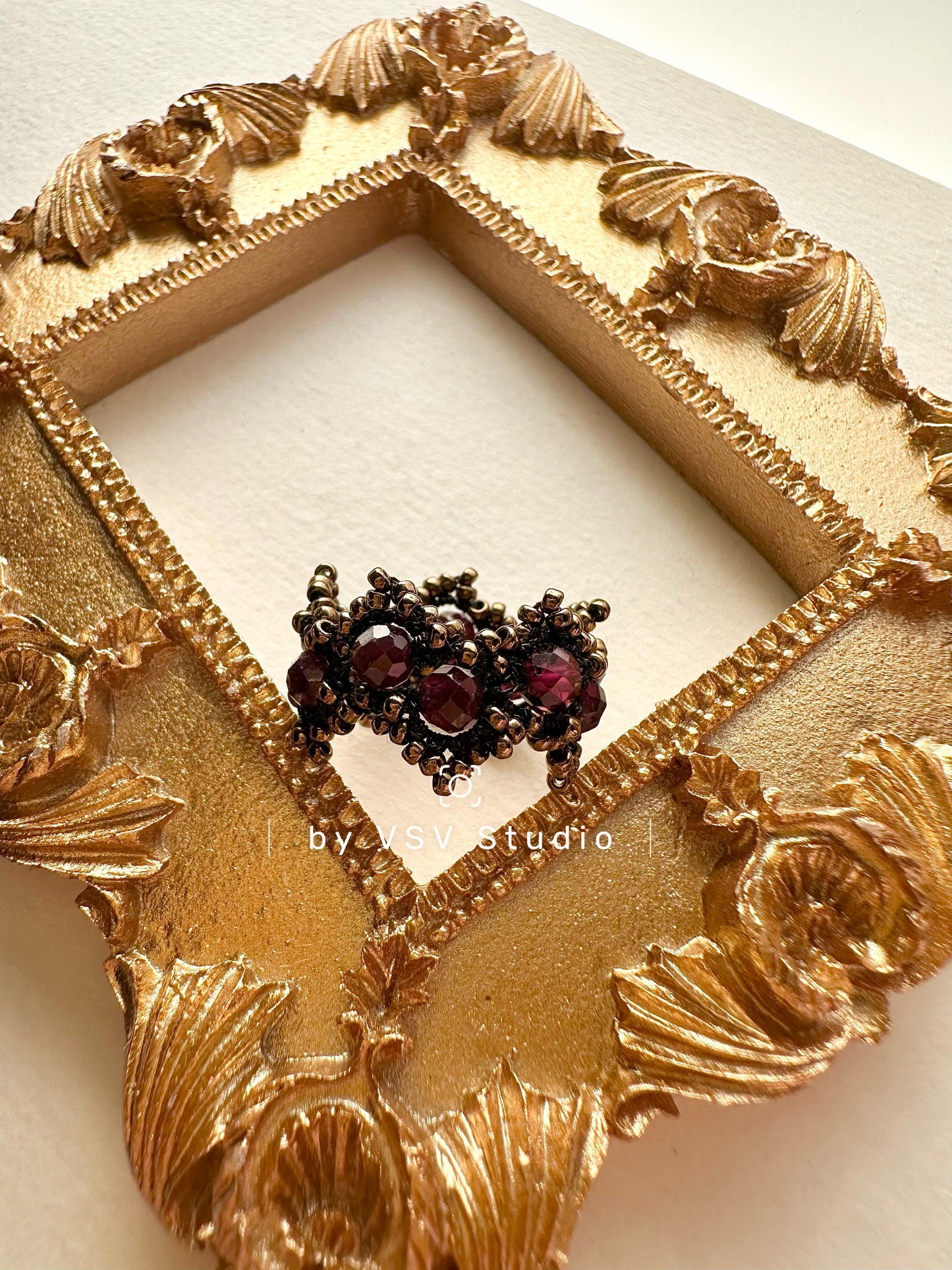 Noir Garnet Tatting Ring