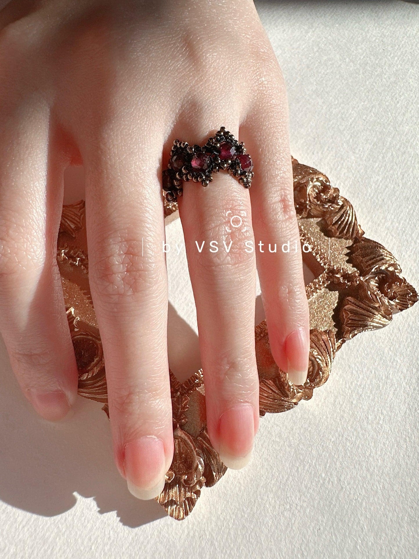 Noir Garnet Tatting Ring