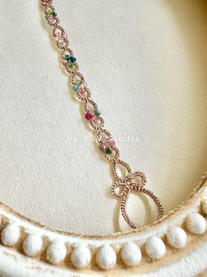 Aurora tourmaline Tatting Bracelet