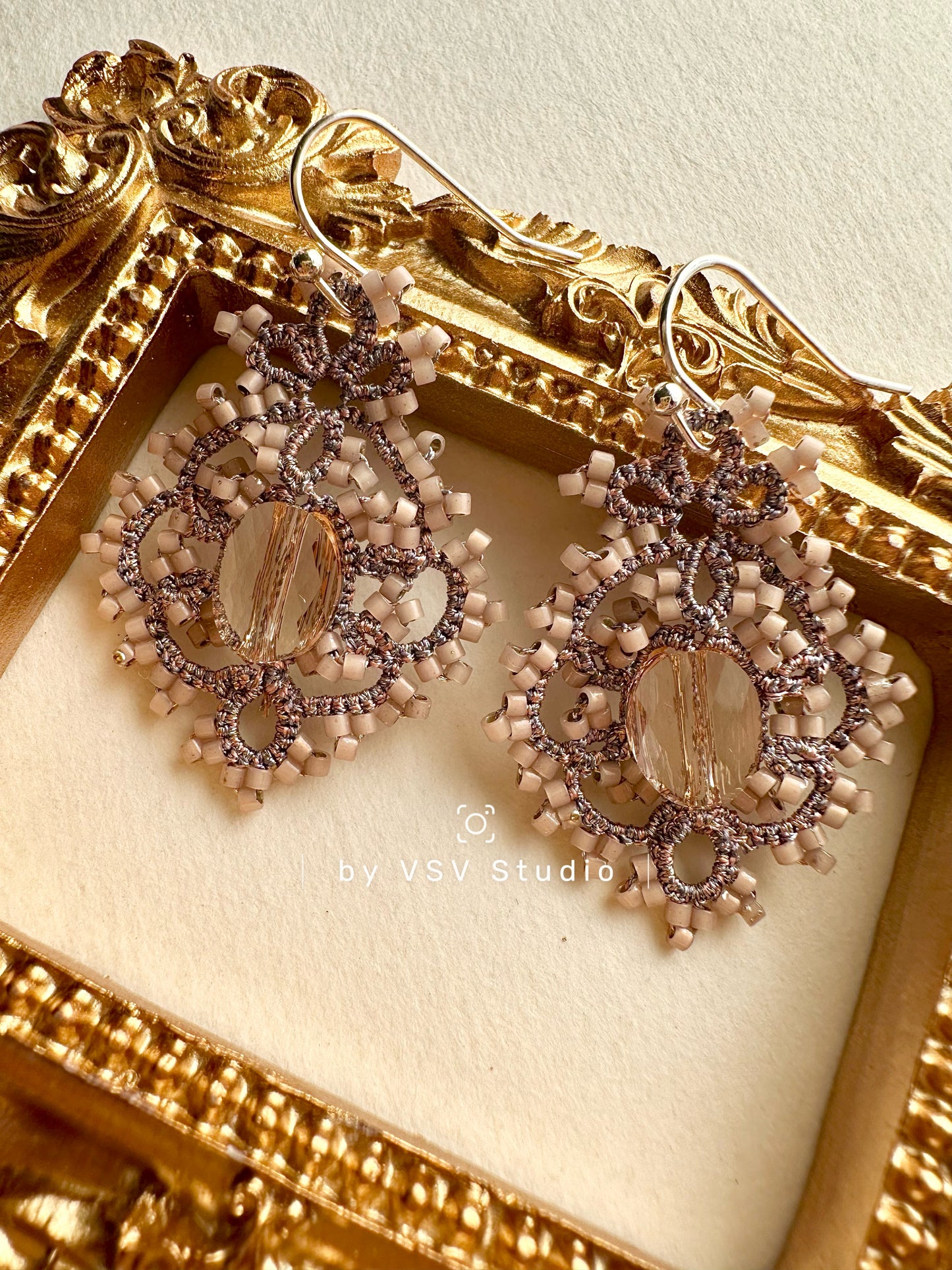 Rose Dawn Tatting Earrings