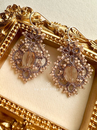 Rose Dawn Tatting Earrings