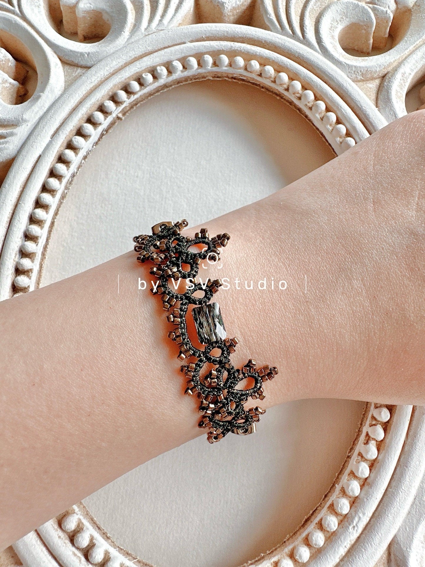 Eclipse Elegance Tatting Lace Bracelet