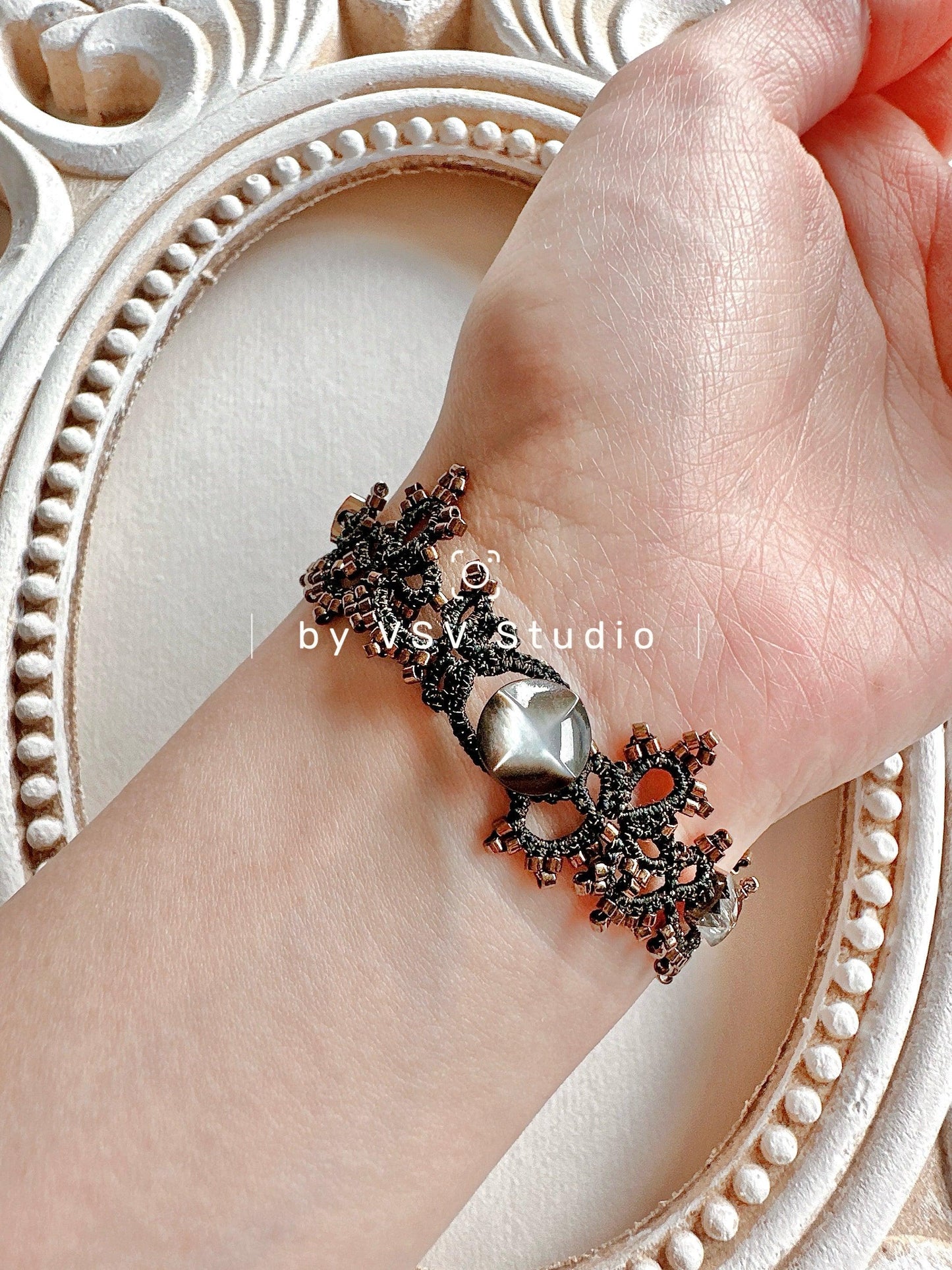 Eclipse Elegance Tatting Lace Bracelet