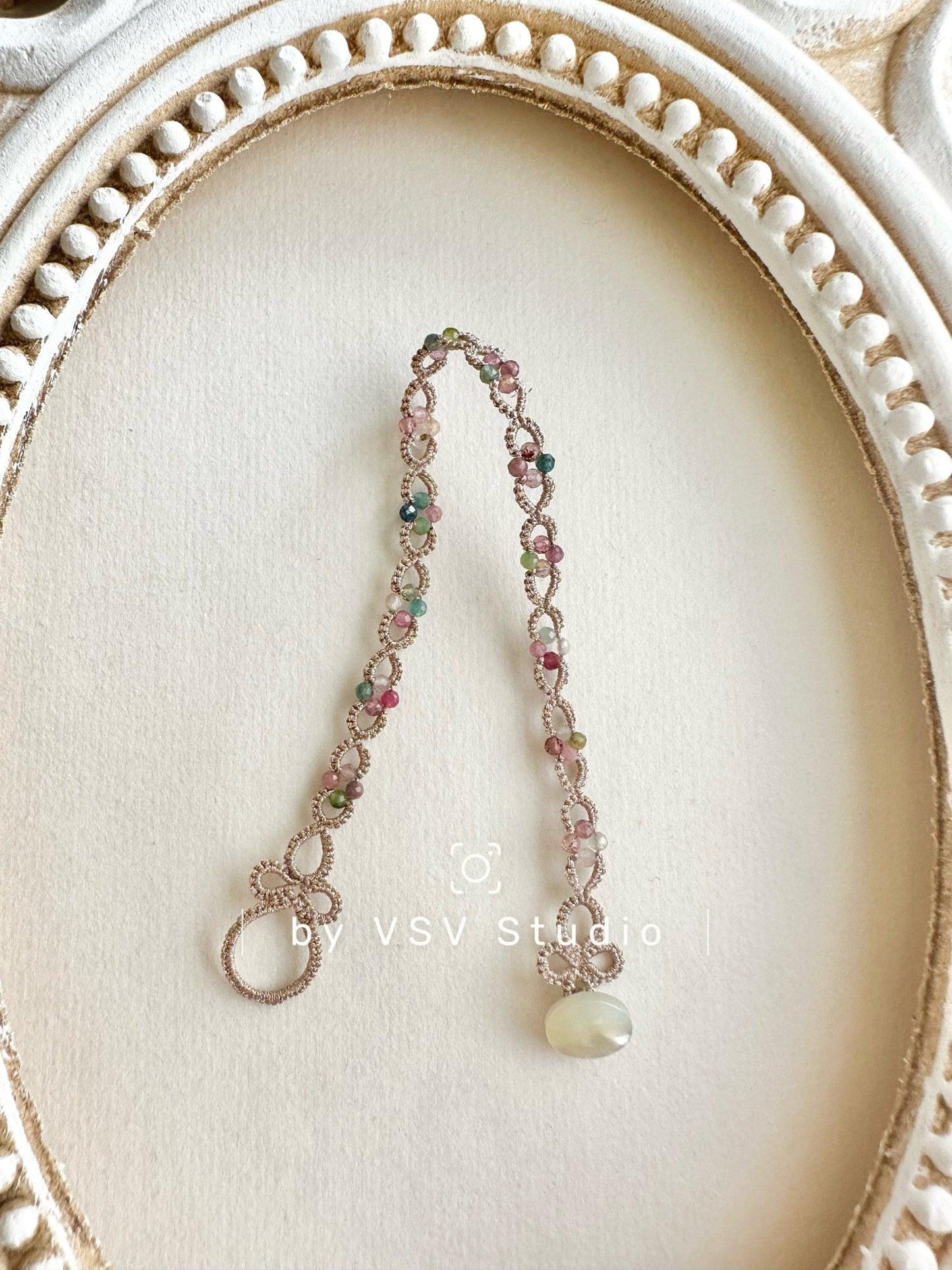 Aurora tourmaline Tatting Bracelet
