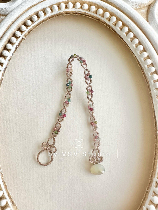 Aurora tourmaline Tatting Bracelet