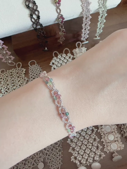 Aurora tourmaline Tatting Bracelet